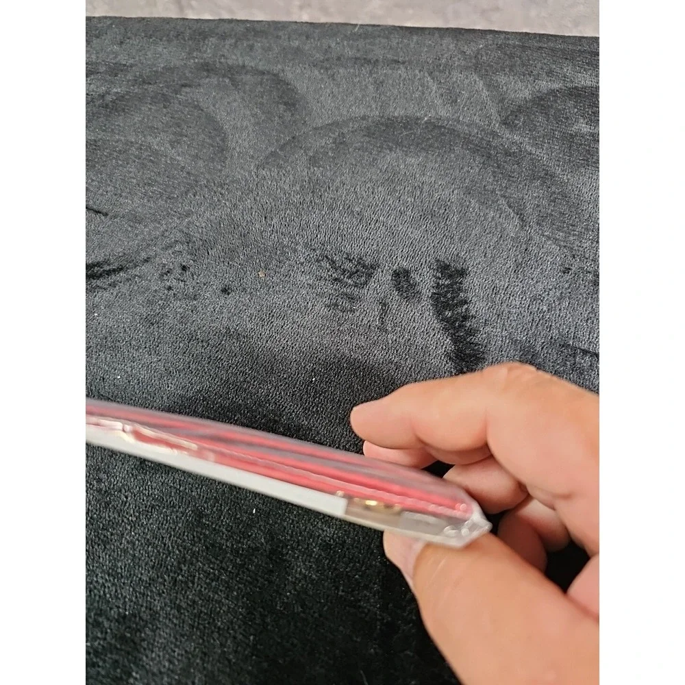 B-LOW THE BELT Card Case Red Crocodile Embossed Front‎ Slits Back Zipper New